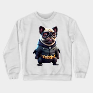 Cute Pug in Bat Costume - Adorable Pug in Bat Suit Design Crewneck Sweatshirt